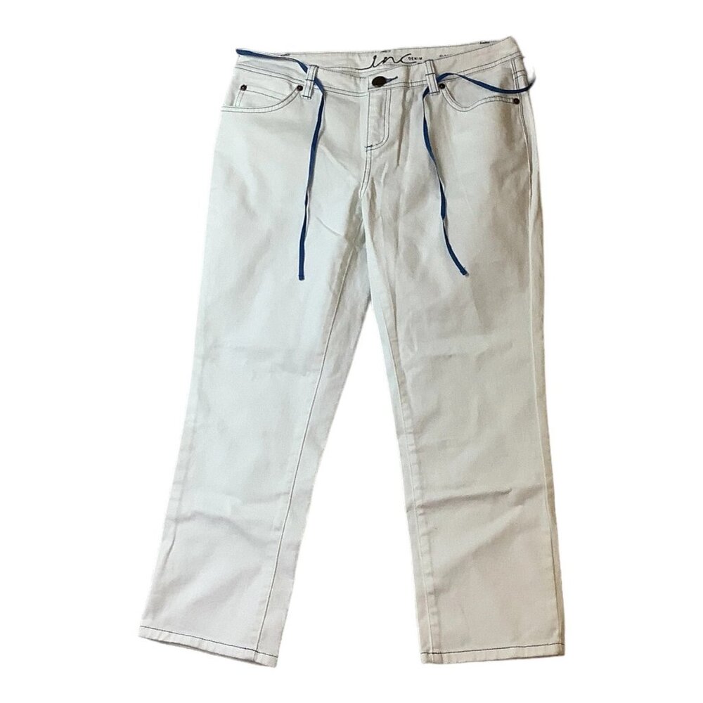INC Denim Slim Fit Skinny Leg Low-Rise White Capri Jeans Womens Size 8 Stretch